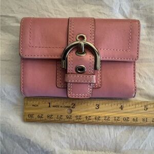 Coach Pink Leather Wallet with Silver Buckle